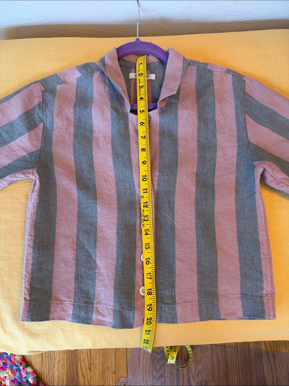 Pink & Gray Striped Madewell Cropped Button-Up Top - Picture 5 of 5